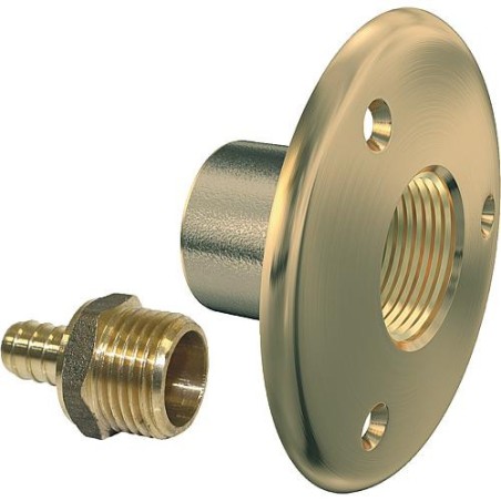 applique traversée de cloison + raccord a sertir , chromé poli, d 12 mm, 1/2"F