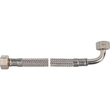 Flexible tressé KTW-A inox L 500 mm 3/8" coude fem x fem