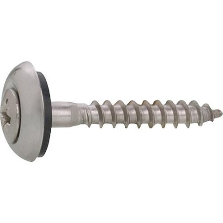 Vis de plomberie fini brillant rondelle etanche, inox A2 diam. 4,5x45mm, UE   100 pcs