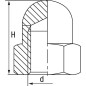 Ecrou borgne inox A4 DIN 1587, M6 Emballage   500 Pieces