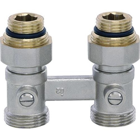 Raccord double de robinet sphérique systeme bitube fil mâle 1/2" passage intergral