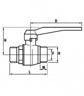 Vanne a boisseau spherique en laiton PN 20, passage integral R 1/2"filet mâle x filet mâle