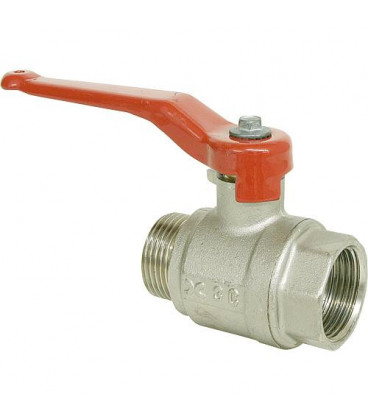 Vanne a boisseau spherique pass integral, filetfemelle/mâle Pn 40 11/2" Laiton nickele