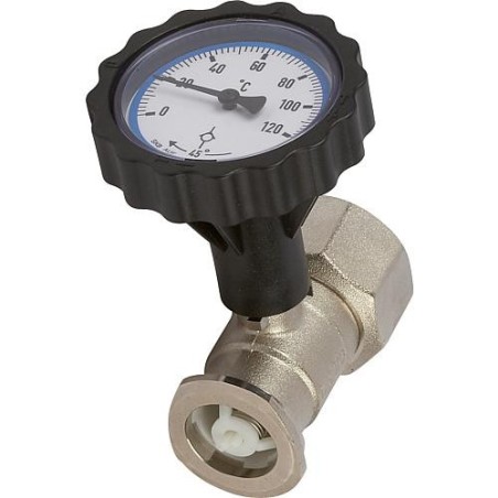 RL-robinet bois- sphe- bride de pompe 11/4" avec poignée thermometre bleu et frein de gravite