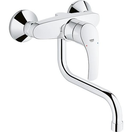 Mitigeur evier mural Grohe Eurosmart, chromé, saillie 277 mm