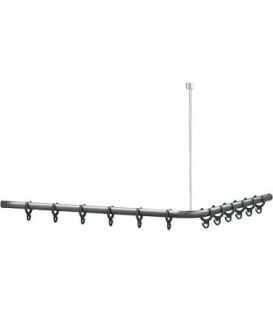 Barre rideau de douche Normbau Cavere, 900x900mm, antrhacite métallique sans suspension plafond