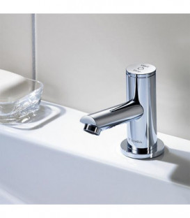 Robinetterie lavabo temporise electrique Schell Tipus P batterie/courant-9V, chrome