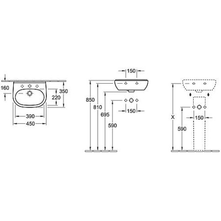 Lavabo VilleroyetBoch O.Novo 450x350 mm, Blanc