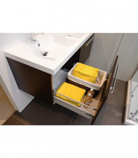 Meuble sous vasque+vasque fonte minerale EBLI chene fonce,2 tiroirs 1210x494x510 mm