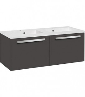 Meuble sous vasque et vasque minerale anthracite brillant 2 titoirs, 1210x494x510mm