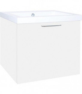 EKRY Meuble sous vasque +vasque en fonte minérale, blanc brillant, 1 tiroir 610x550x510 mm