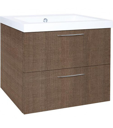 Meuble sous vasque + vasqueEKRY tranche marron, 2 tiroirs 610x550x510mm