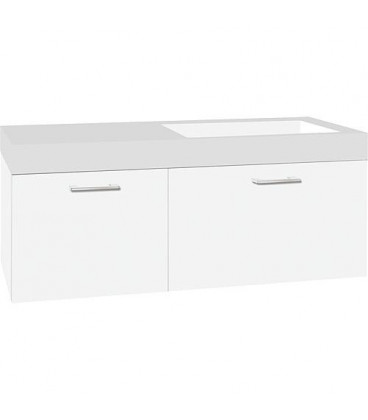 Meuble sous vasque+vasque fonte minérale EMPI,blanc brillant,2 tiroirs 1205x534x508 mm