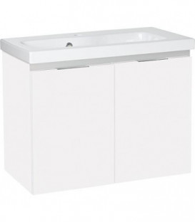 Meuble + lavabo ceramique EOLA 2 portes - blanc brillant 710x578x380mm