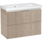 Meulbe sous vasque + vasque EOLA tranche ecru 2 tiroirs 710x580x380mm