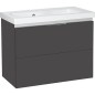 Meuble sous vasque + vasque EOLA anthracite mat, 2 tiroirs 710x580x380mm