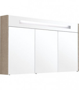 Armoire a glace avec éclairage intégré Tranche écru et 3 portes 1200x750x188 mm