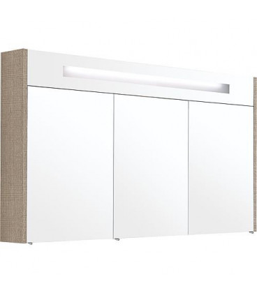 Armoire a glace avec éclairage intégré Tranche écru et 3 portes 1200x750x188 mm