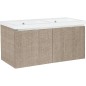 Meuble sous vasque + vasque fonte EPIC 2xtiroirs, tranche écru 1210x580x510 mm