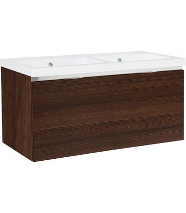 Meuble sous vasque + vasque fonte EPIC 2xtiroirs, meleze brun 1210x580x510 mm