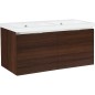 Meuble sous vasque + vasque fonte EPIC 2xtiroirs, meleze brun 1210x580x510 mm