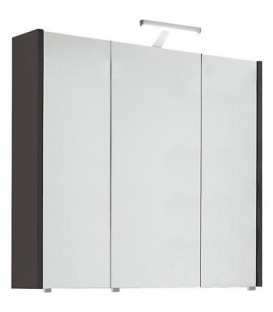 Armoire à glace avec eclairage meleze brun - 3 portes 850x750x188mm