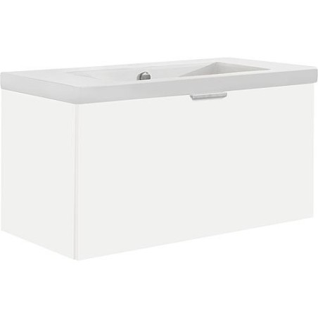 Meuble sous vasque avec vasque ceramique EPIL 1 tiroir, blanc brillant 860x550x510mm