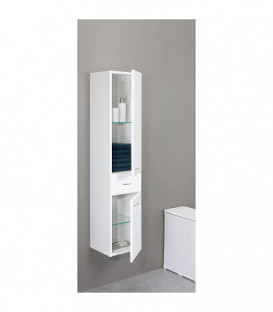 Meuble haut Serie MAC 2 portes 1 tiroir,blanc brillant ouverture gauche lxHxP 300x1440x320 mm