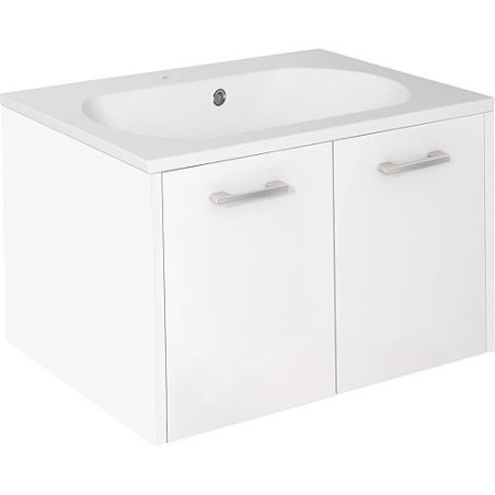 Meuble sous vasque+vasque fonte minerale ENI blanc brillant,2 portes 600x459x500 mm