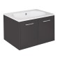 Meuble sous vasque+vasque fonte minerale ENI anthracite brillant,2 portes 600x459x500 mm