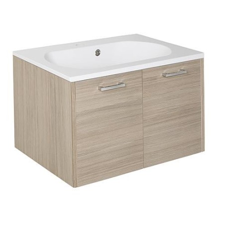 Meuble sous vasque+vasque fonte minerale ENI mélèze bicolore,2 portes 600x459x500 mm