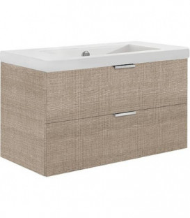 MBF Meuble sous vasque +vasque ceramique Tranche ecru 2 tiroirs 710x550x510 mm