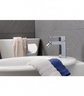 Mitigeur de bidet Dokos chromé avec écoulement saillie 105mm