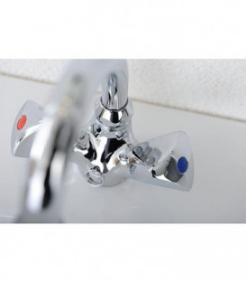 Mitigeur lavabo 2 poignées ETOU Chromé - chainette escamotable saillie 134mm