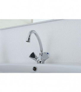 Mitigeur lavabo 2 poignées ETOU chromé chainette escamotable saillie 134 mm