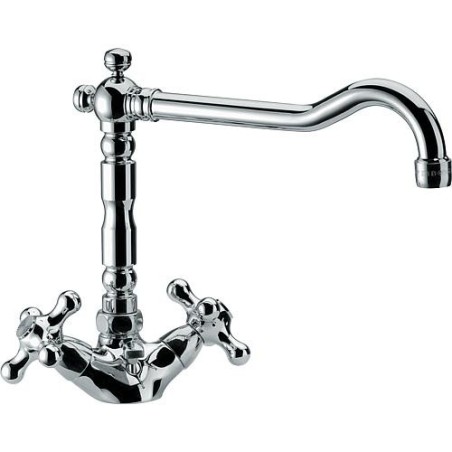 Melangeur de lavabo surélevé (RETRO) 2 poignées saillie 230 mm - chromé