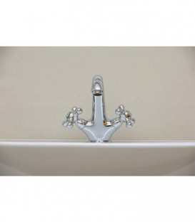 Melangeur de lavabo 2 poignées (RETRO) - bonde vidage Clicker saillie 130 mm - chromé