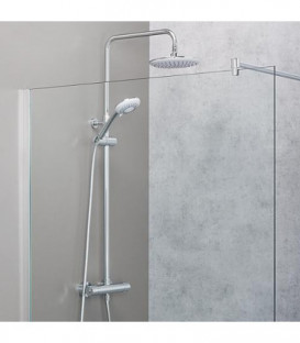 système de douche Moon composé de: tête de douche et douchette, mitigeur thermostatique, colonne douche télescope