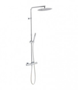 Colonne de douche ENZAN chrome pomme de douche et douchette baton avec mitigeur thermostatique