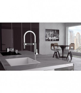 Mitigeur evier Enzan chromé Bec d'écoulement pivotant + levier noir, entraxe 230mm