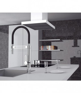 Mitigeur evier Enzan chromé Bec d'écoulement pivotant noir entraxe 230mm