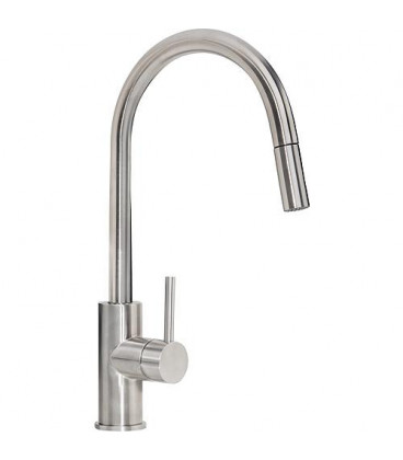 Mitigeur d'evier Salsa inox avec douchette extractible H: 393mm, entraxe 208mm