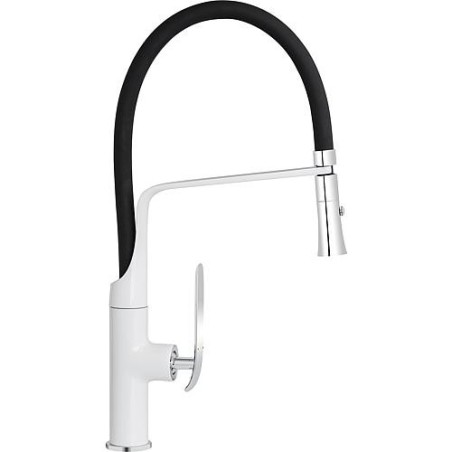 Mitigeur d'evier EJAN blanc/ chrome, tuyau en noir entraxe 221mm