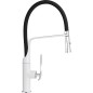 Mitigeur d'evier EJAN blanc/ chrome, tuyau en noir entraxe 221mm