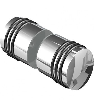 Bouton porte en verre bilatéral chromé brillant, trou verre diam. 14 mm, épaisseur verre 6-12 mm