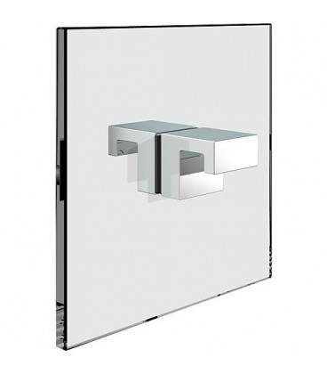 Bouton porte en verre, angle, bilatéral chromé brillant, trou verre 14 mm épaisseur 6-10 mm
