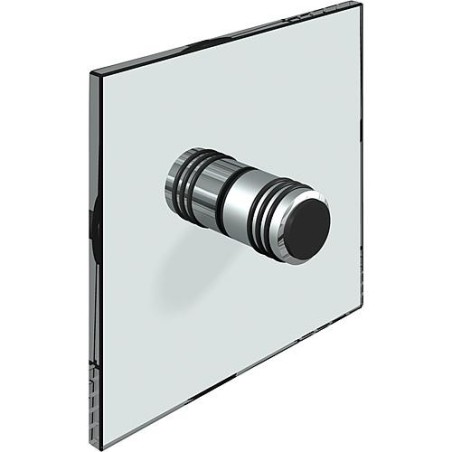 Bouton porte verre, bilatéral, avec raccord caoutchouc, chromé brillant trou verre, 14 mm, épaisseur 6-12mm