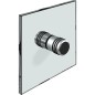 Bouton porte verre, bilatéral, avec raccord caoutchouc, chromé brillant trou verre, 14 mm, épaisseur 6-12mm