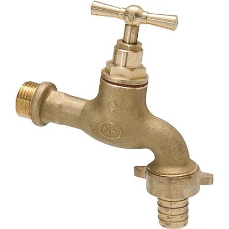 Robinet d'arret sortie avec raccord (norme NF) - extérieur arrivée 1/2 - sortie 3/4