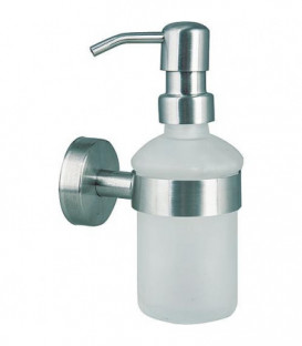 Distributeur de savon serie Axial verre satiné,inox mat avec fixation